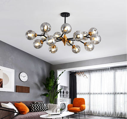 E27 E26 Clear Glass Sphere Chandelier Smoked Grey Ceiling Light Teardrop Shaped Lamp Shade