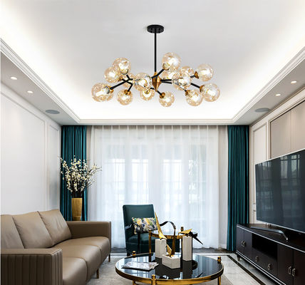 E27 E26 Clear Glass Sphere Chandelier Smoked Grey Ceiling Light Teardrop Shaped Lamp Shade