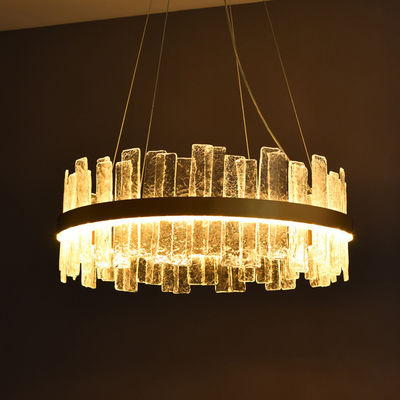 Handmade Cracked Glass And Crystal Pendant Lighting Modern Chandelier Lights ODM ISO9001