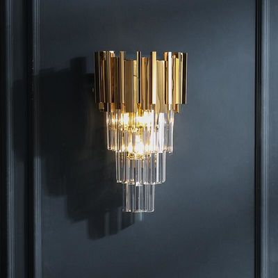 E14*3 E14*2 Gold Finish And Crystal Wall Lamp Sconces 6500K 4000K For Home Indoors