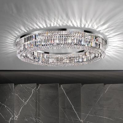 Square Round K9 Crystal Flush Mount High Ceilings Chandeliers ODM