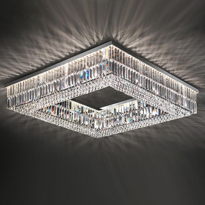 Square Round K9 Crystal Flush Mount High Ceilings Chandeliers ODM