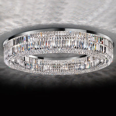 Square Round K9 Crystal Flush Mount High Ceilings Chandeliers ODM