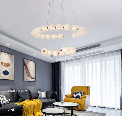Tricolor Acrylic Ring LED Modern Pendant Light Pushbutton Switch 10 To 30m2