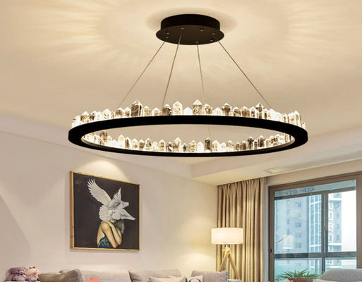 Modern 100cm Circular Ring Chandelier Indoor Gold Iron / Copper / Crystal Chandelier