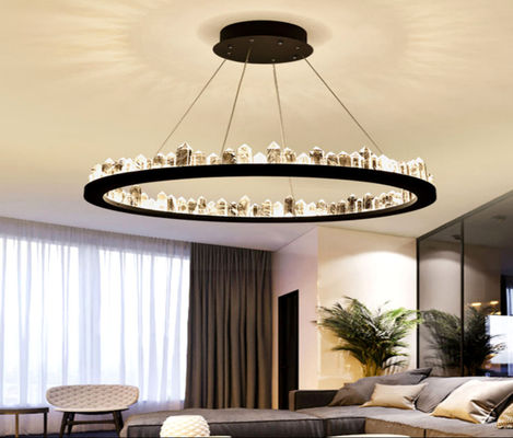 Modern 100cm Circular Ring Chandelier Indoor Gold Iron / Copper / Crystal Chandelier