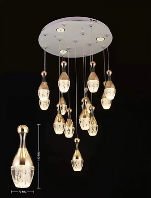 Customizable Entryway Chandelier Bowling Ball-Shaped Post Modern Crystal Chandelier Aluminium Small Pendant Light Decorations for Home Staircase Lights