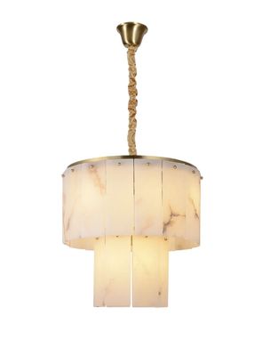 Contemporary Round Large Spanish Marble Brass Pendant Light Living Room Hanging Lamp