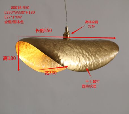 Creative Unique All-Copper Lotus Leaf Nordic Modern Minimalist Bar Counter Lighting Straw Hat Pendant Lamp for Southeast Asia