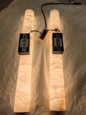 Modern Bedroom Bedside Gold and Black Led Wall Light Spanish Natural Alabaster