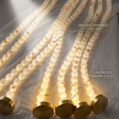 Artisan Spanish Marble Pendant Chandelier Light Handcrafted Crystal Hanging Fixture Hotel Villa