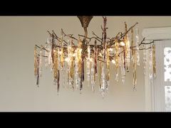 आपके लिए 80 सेमी एडजस्टेबल वायर आयरन क्रिस्टल झूमर स्मोक्ड क्रिस्टल सीलिंग ISO9001 240V प्रस्तुत है