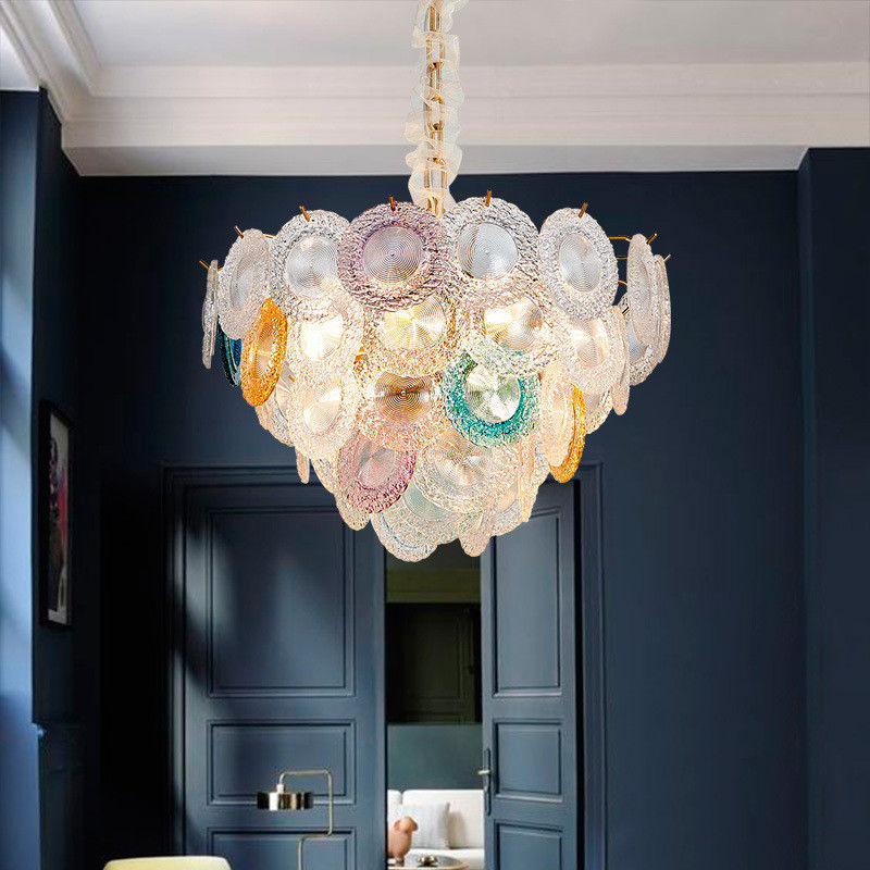 OEM ODM Glass Disc Custom Pendant Lights Electroplating Polishing AC110V To 250V