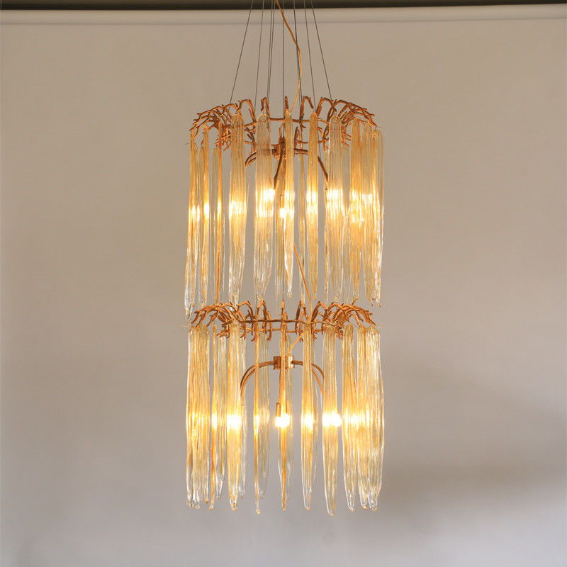 Luxury All Copper Post Modern Duplex Stair Chandelier With Creative Personality