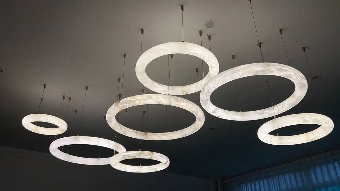Alabaster Marble Pendant Light Middle Sized Luxurious Brass Ceiling Fixture