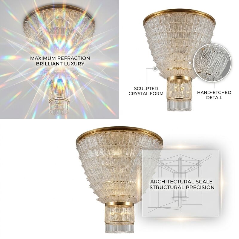Custom Spanish Marble Column Waterfall Crystal Large Chandelier Gold Finish Luxury Hotel Project Lighting