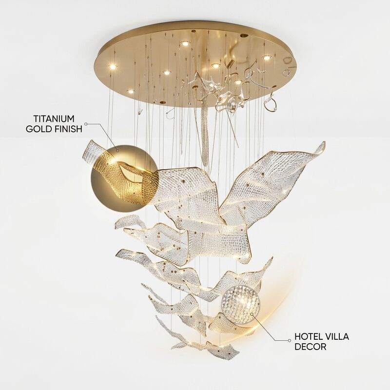 Sputnik Crystal Foyer Chandelier Titanium Gold Hotel Villa Entrance Modern Luxury Pendant Light