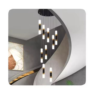 इंडोर लिविंग रूम सीढ़ी आधुनिक उच्च छत झूमर के साथ Dimmable एल्यूमीनियम एक्रिलिक एलईडी रोशनी