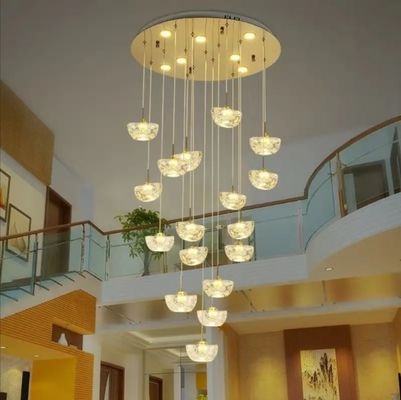 डुप्लेक्स बिल्डिंग लिविंग रूम लैंप क्रिएटिव इंकट क्रिस्टल विला लटकन प्रकाश सर्पिल सीढ़ी लंबी झूमर