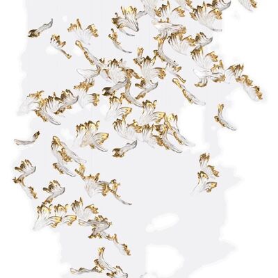 कस्टमाइज्ड मेड होटल लॉबी डेकोरेटिव ग्लास पेंडेंट लाइट मॉडर्न एलईडी सीलिंग झूमर लाइटिंग गोल्ड लीफ एक्सेसरीज़