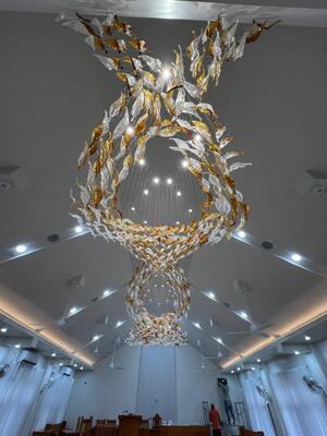 कस्टम लैंप बड़े एकीकृत झूमर आधुनिक नॉर्डिक ग्लास छत होटल