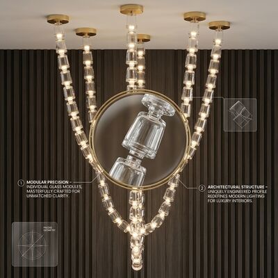 Non-standard Metal Base Maple Leaf Chandelier 4000K Glass Pendant Light For Cafe Restaurant Exhibition Hall